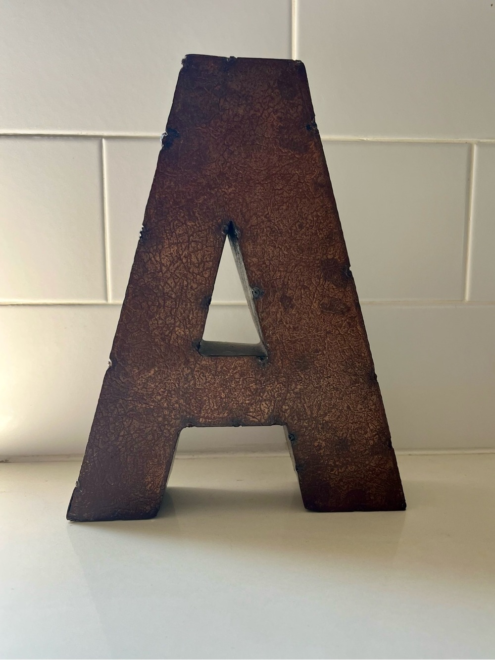 Decorative Hammered Metal Letter A - Rustic Brown